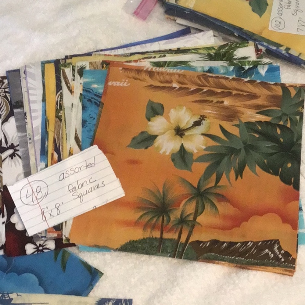 Assorted Hawaiian fabric squares8x8” Picture represents The different squares